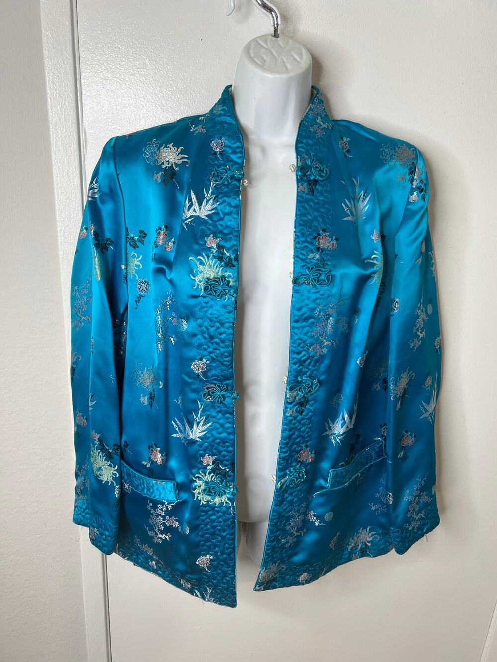 Vintage Peony Brand Shanghai China Women's Reversible Satin Jacket ~ Size L